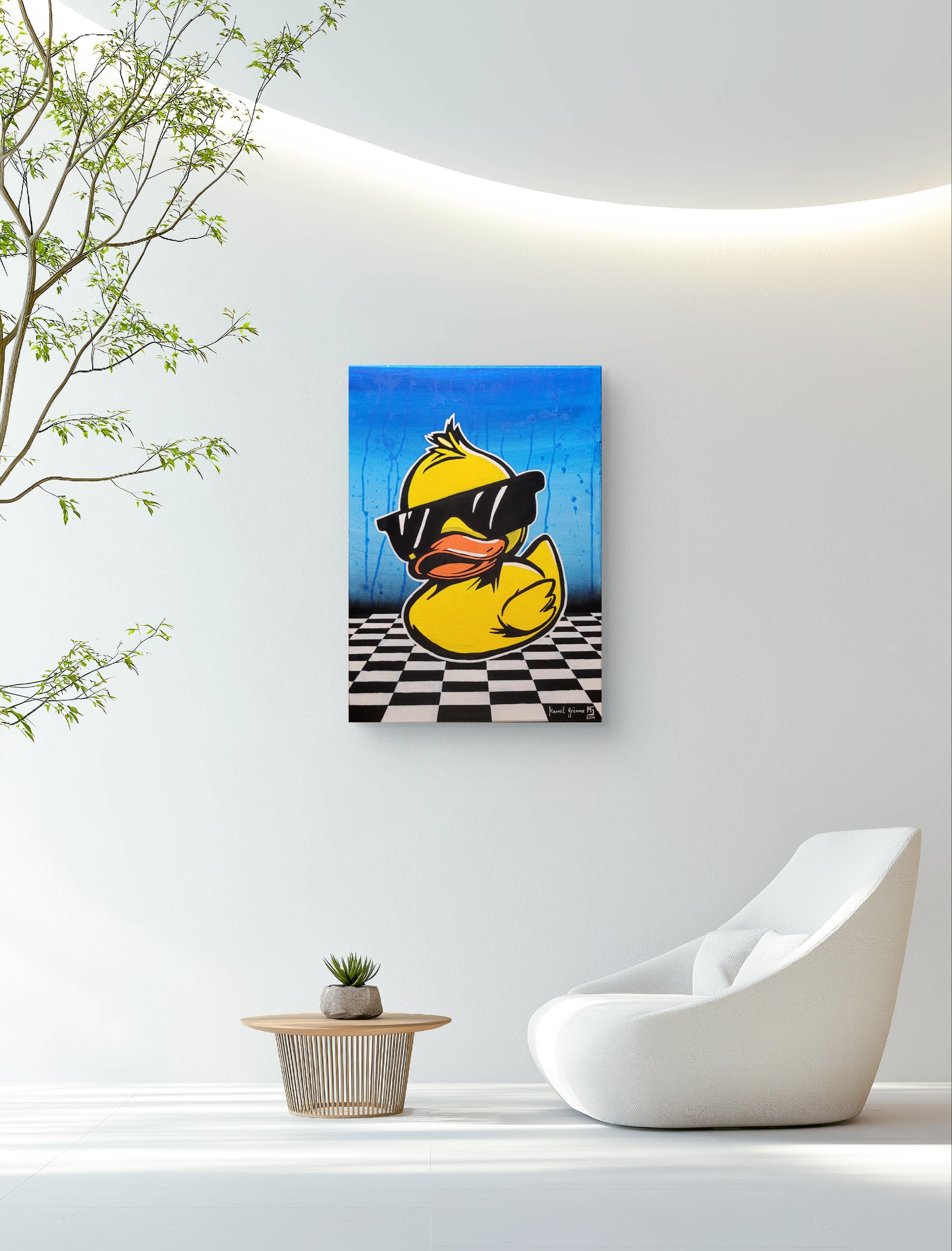 Coole Quietscheente - Popart - Gemälde (50x70cm, , ) - GruemArt