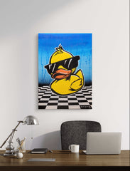 Coole Quietscheente - Popart - Gemälde (50x70cm, , ) - GruemArt