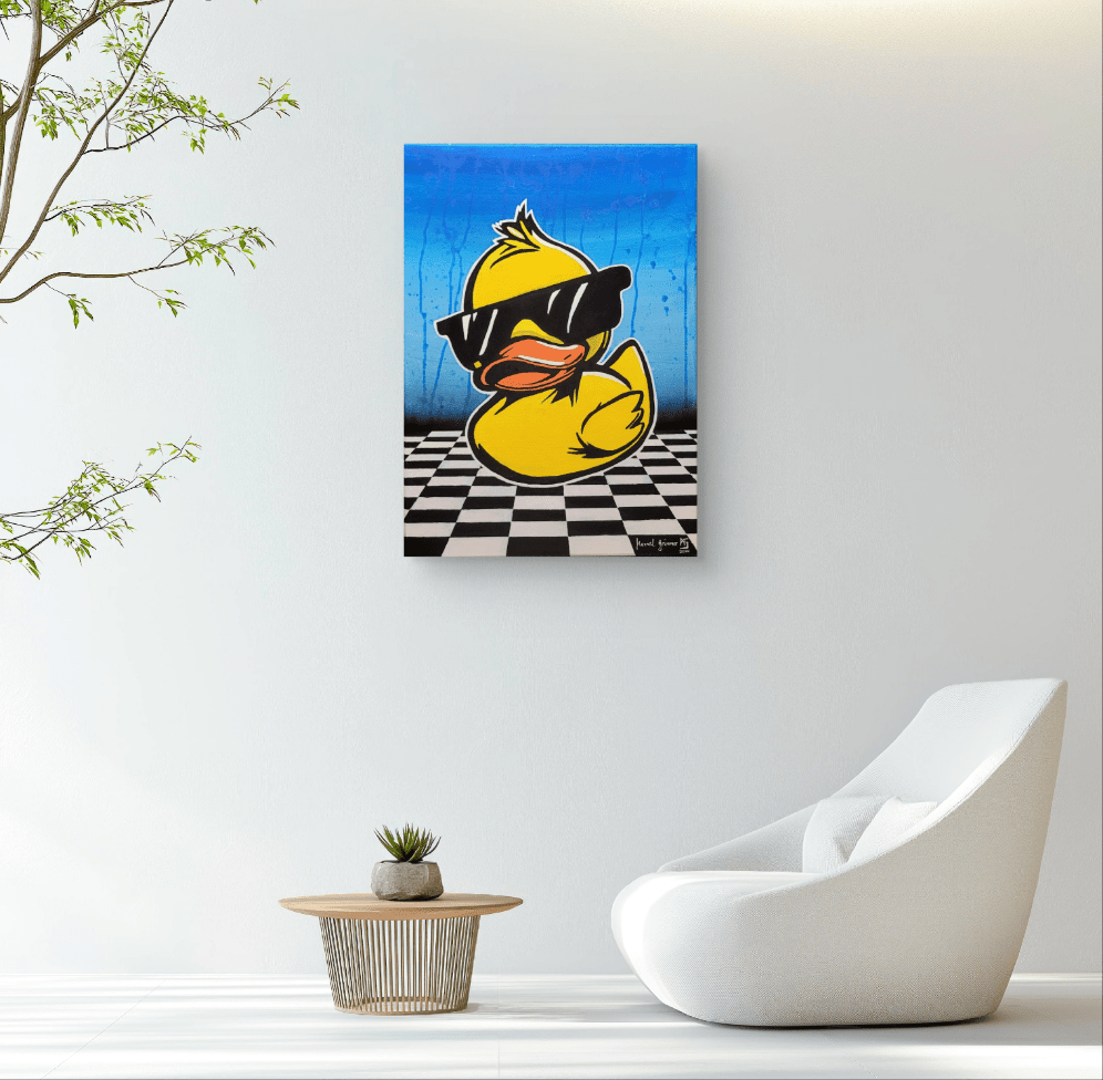 Coole Quietscheente - Popart - Gemälde (50x70cm, , ) - GruemArt