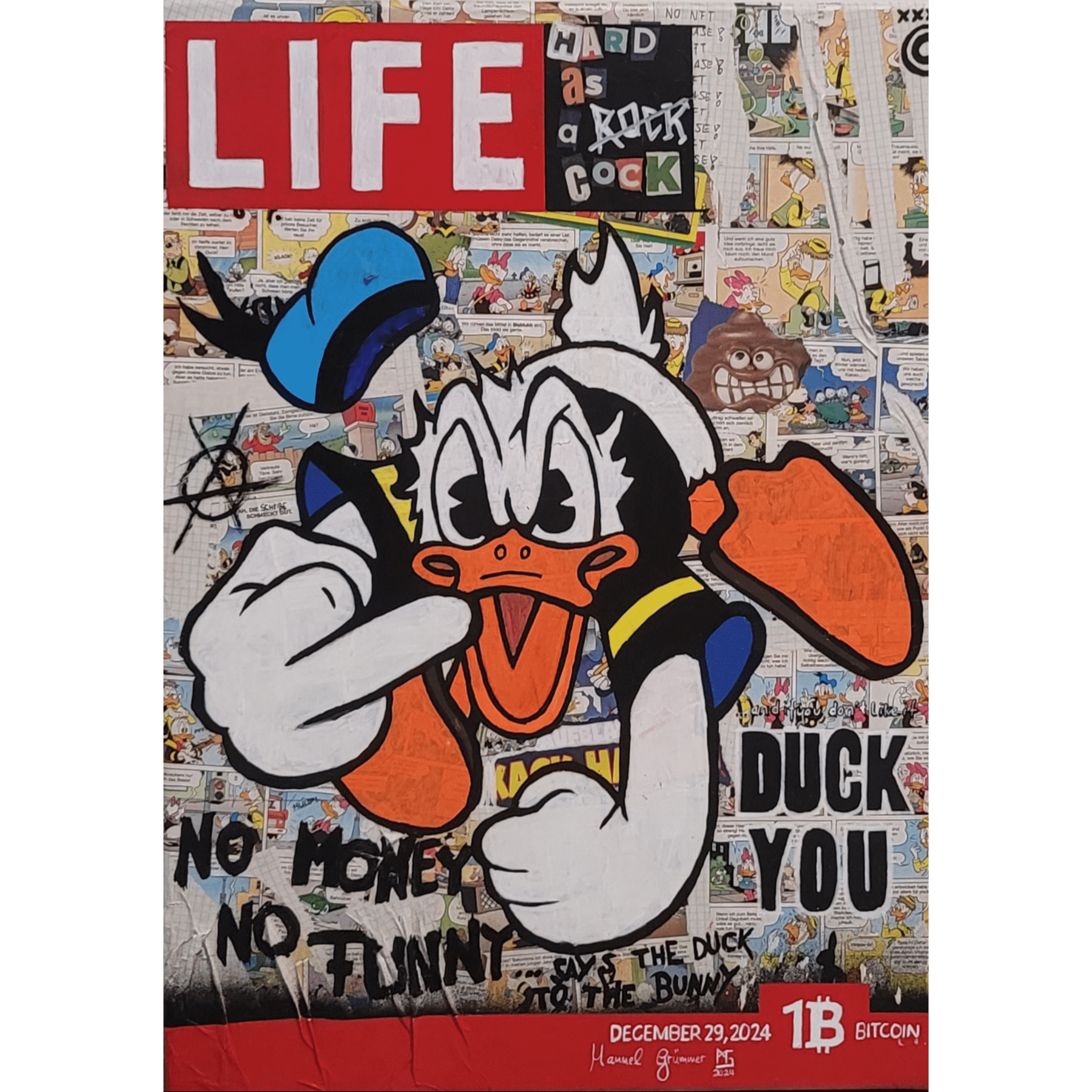 Duck You Hard Life - Mixed Media Collage - Gemälde (50x70cm, , ) - GruemArt