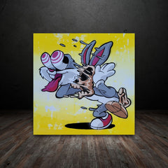 Hardcore Bunny - Gemälde (50x50cm, , ) - GruemArt