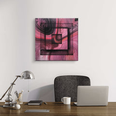 Quattro Swirley Whirley | pinkes Acrylic Pouring | handgemaltes Leinwandbild - Gemälde (40x40cm, , ) - GruemArt