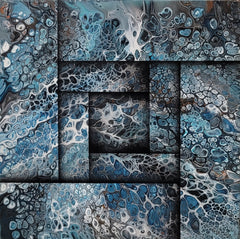 Schweres Wasser | blaues Acrylbild - Gemälde (40x40cm, , ) - GruemArt