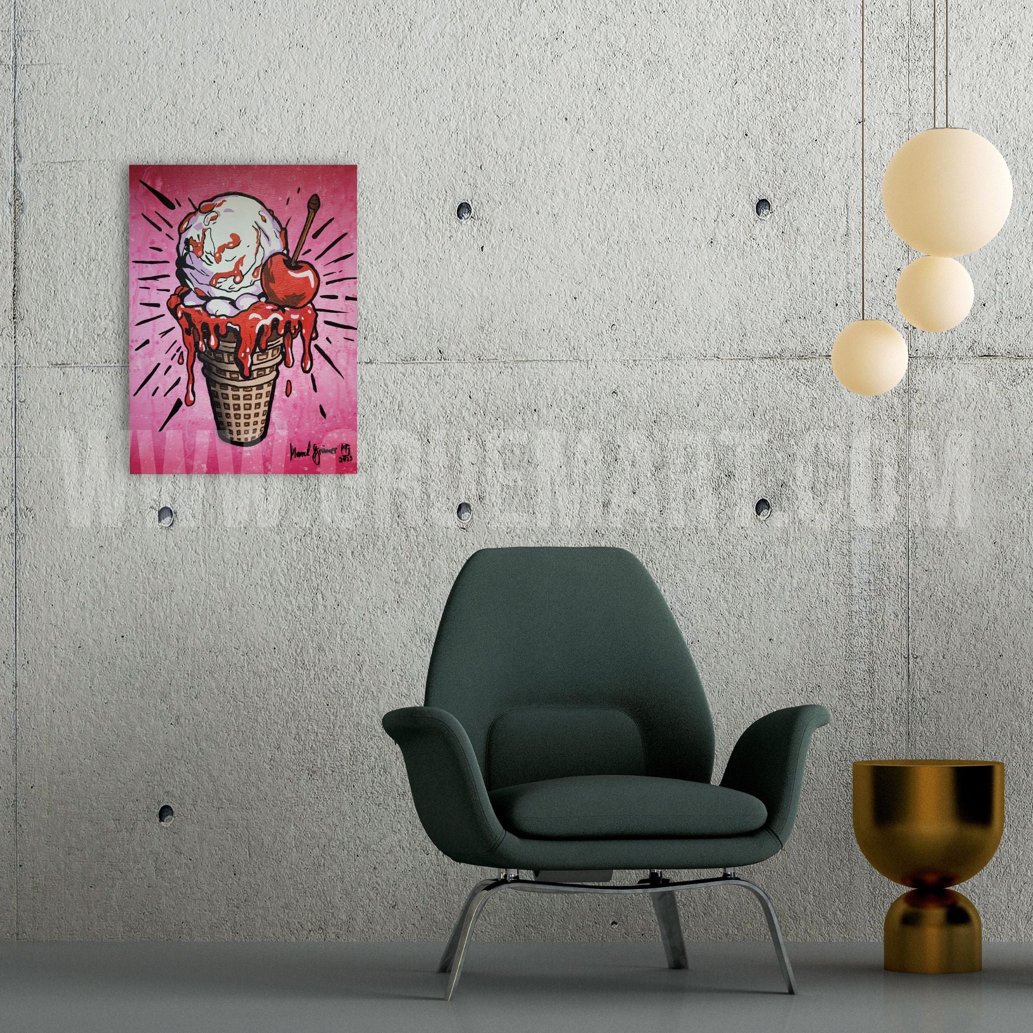 Cherry Gelato - Gemälde (30x40cm/12x16'', , ) - GruemArt