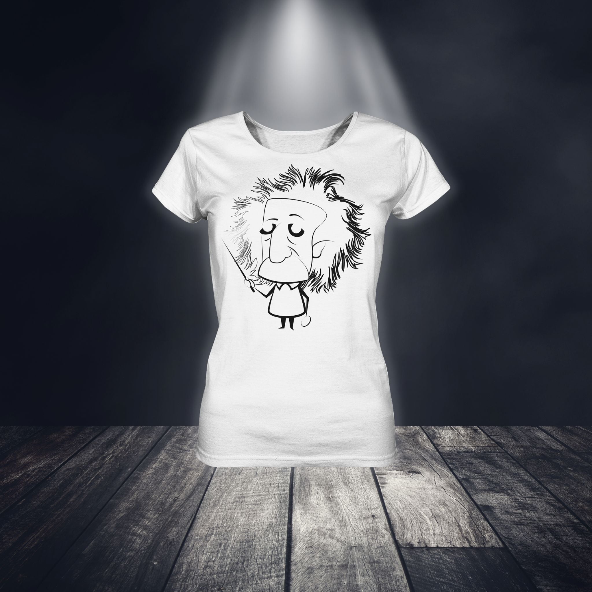 EINSTEIN SKETCH - LADY SHIRT - Lady Shirt (White, S, ) - GruemArt