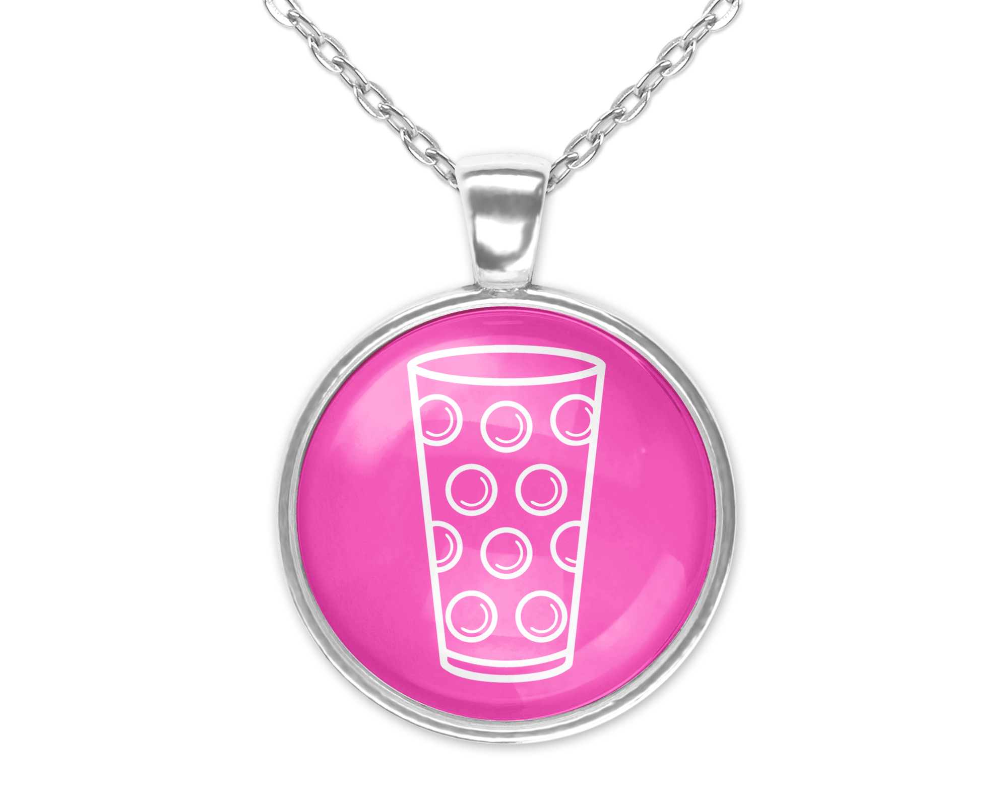 PFÄLZER DUBBEGLAS - UNISEX HALSKETTE MIT ANHÄNGER - Halskette mit Anhänger (weiß/pink, , ) - GruemArt