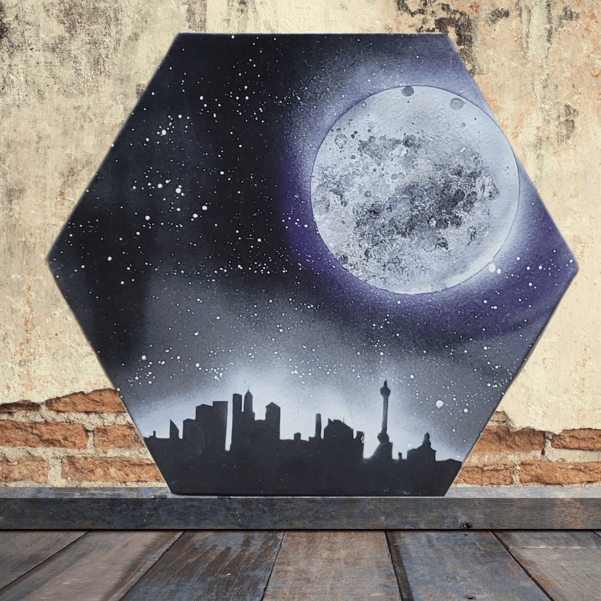 Winselnt FandLoch - Moony Night - Gemälde (Ø 60cm/24'', , ) - GruemArt